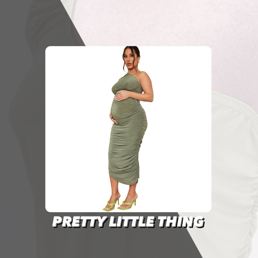 NWT Pretty Little Thing Maternity Slinky One Shoulder Maxi Dress